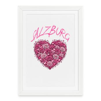 Salzburg Heart Roses – Romantique autrichienne desi - Affiche encadrée (27 × 37 cm) - blanc - Devant