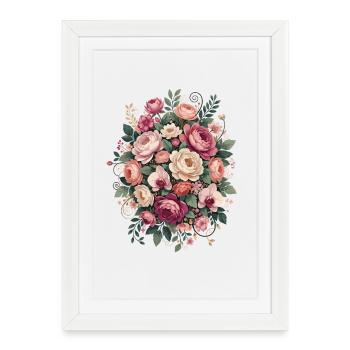 Décor floral - Affiche encadrée (27 × 37 cm) - blanc - Devant