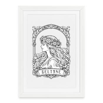 Célébrations du 1er mai gaélique de Beltane Pagan - Affiche encadrée (27 × 37 cm) - blanc - Devant