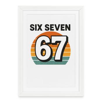 Six Seven 67 Italian Brainrot Retro Sunset Meme - Framed poster (27 × 37 cm) - white - Front