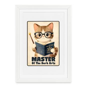 Le Maître des Chats Drôles des Arts des Nerds - Affiche encadrée (27 × 37 cm) - blanc - Devant