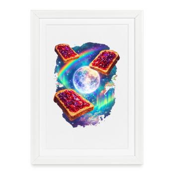 Toast spatial avec arc-en-ciel - Affiche encadrée (27 × 37 cm) - blanc - Devant