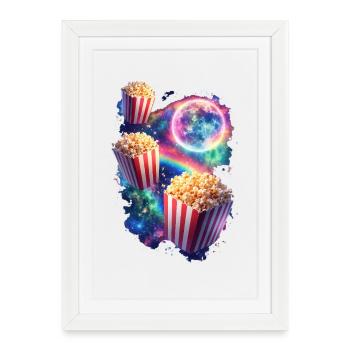 Magie du popcorn cosmique - Affiche encadrée (27 × 37 cm) - blanc - Devant