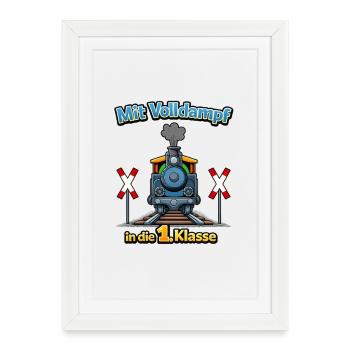 Dampflok in die 1.Klasse - Gerahmtes Poster (27 × 37 cm) - Weiß - Vorne