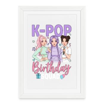 Équipe d’anniversaire K Pop - Affiche encadrée (27 × 37 cm) - blanc - Devant