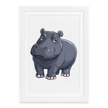Illustration d’Hippo Nilpferd - Affiche encadrée (27 × 37 cm) - blanc - Devant