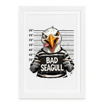 Evil Seagull Saying North German Humor - Framed poster (27 × 37 cm) - white - Front