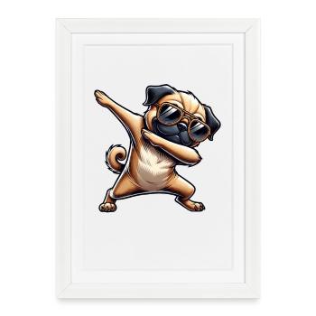 Dab dog with sunglasses - Framed poster (27 × 37 cm) - white - Front