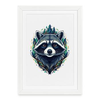 Raccoon Forest Magic Graphic - Framed poster (27 × 37 cm) - white - Front