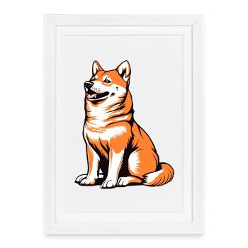 Shiba Pop Art Dog - Framed poster (27 × 37 cm) - white - Front