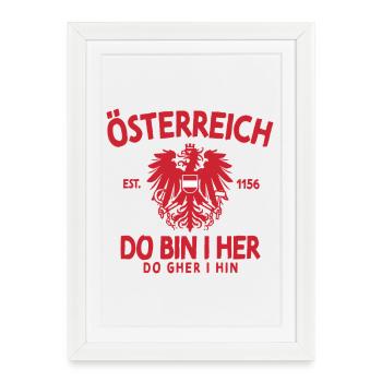 Autriche Do Suis-je son dicton autrichien - Affiche encadrée (27 × 37 cm) - blanc - Devant
