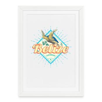 Belize Caribbean Retro Turtles Vintage Souvenir - Affiche encadrée (27 × 37 cm) - blanc - Devant