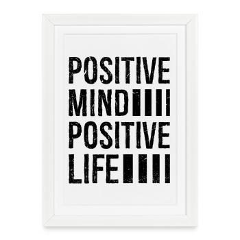 positive mind positive life - Framed poster (27 × 37 cm) - white - Front