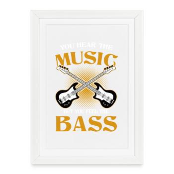 Musique Basse Guitares électriques croisées Graphisme rétro - Affiche encadrée (27 × 37 cm) - blanc - Devant