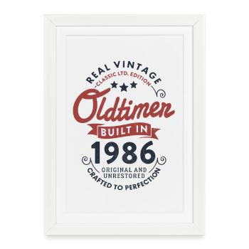Vintage 1986 Oldtimer 40. Geburtstag - Gerahmtes Poster (27 × 37 cm) - Weiß - Vorne