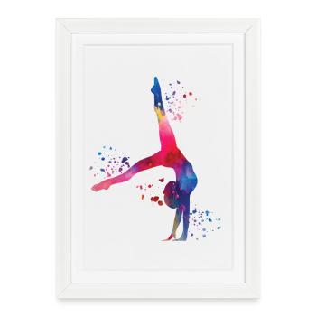 Gymnaste avec massues gymnastique rythmique - Affiche encadrée (27 × 37 cm) - blanc - Devant