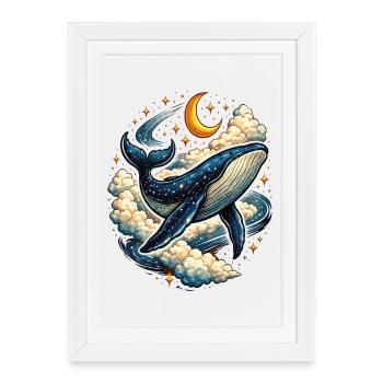 Baleine Céleste dans les Nuages - Affiche encadrée (27 × 37 cm) - blanc - Devant