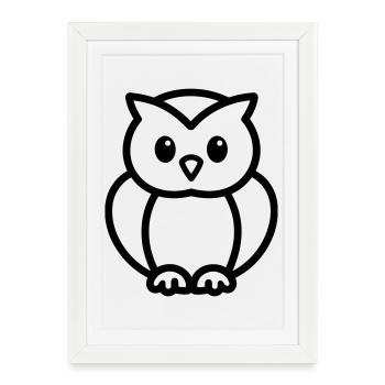chouette - Affiche encadrée (27 × 37 cm) - blanc - Devant