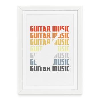 Guitare Music Look Vintage - Affiche encadrée (27 × 37 cm) - blanc - Devant