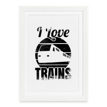 Amoureux du chemin de fer - Affiche encadrée (27 × 37 cm) - blanc - Devant