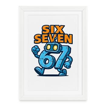 Six Seven 67 Italian Brainrot Robot Meme Humor - Framed poster (27 × 37 cm) - white - Front