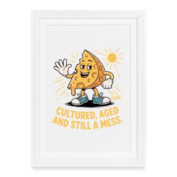 Fromage fermenté vieilli mais salissant - Affiche encadrée (27 × 37 cm) - blanc - Devant