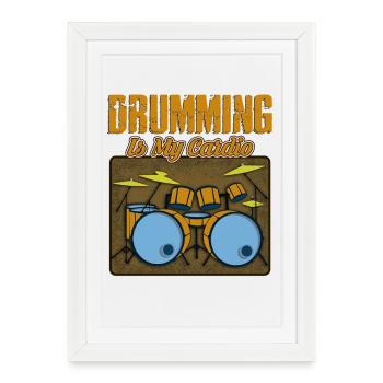 Drumming Is My Cardio Retro Drum Set Graphic - Framed poster (27 × 37 cm) - white - Front