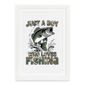 Fishing Angler Boy Fishing Fishing Saying Kids - Framed poster (27 × 37 cm) - white - Front