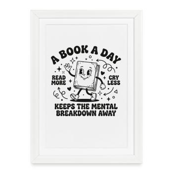 Design pour amoureux de livres – Un livre par jour - Affiche encadrée (27 × 37 cm) - blanc - Devant