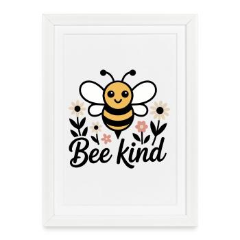 Cute bee with flowers – Bee Kind Spring Design - Framed poster (27 × 37 cm) - white - Front
