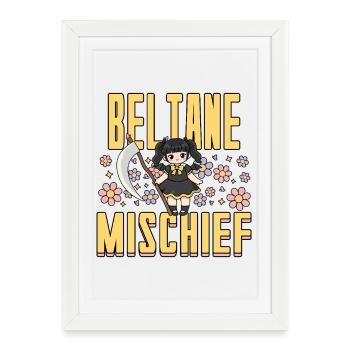 Beltane Mischief Célébrations du 1er mai Pagan - Affiche encadrée (27 × 37 cm) - blanc - Devant