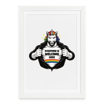 Design de déclaration arc-en-ciel Diversité & Respect - Affiche encadrée (27 × 37 cm) - blanc - Devant