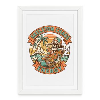 Skeleton Chaos Energy Retro Beach Graphic - Framed poster (27 × 37 cm) - white - Front