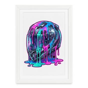 Abstract helmet with color flow - Framed poster (27 × 37 cm) - white - Front