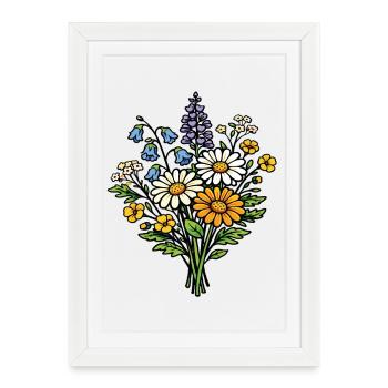 Bouquet de fleurs sauvages - Affiche encadrée (27 × 37 cm) - blanc - Devant