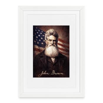 Portrait de John Brown avec drapeau américain - Affiche encadrée (27 × 37 cm) - blanc - Devant