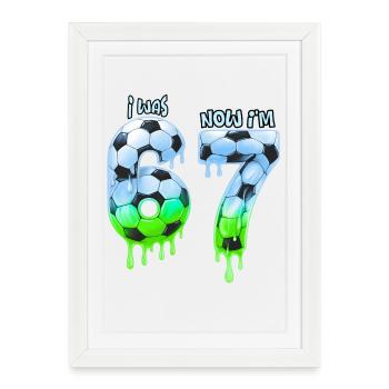7th Birthday Soccer Shirt I was 6 Now Im 7 years - Affiche encadrée (27 × 37 cm) - blanc - Devant