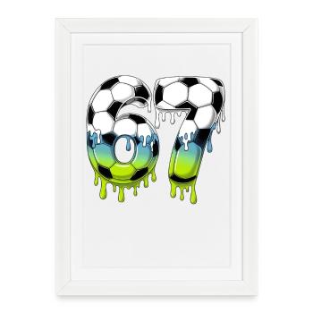 7th Birthday Soccer Shirt I was 6 Now Im 7 years - Affiche encadrée (27 × 37 cm) - blanc - Devant