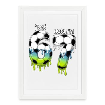 7th Birthday Soccer Shirt I was 6 Now Im 7 years - Affiche encadrée (27 × 37 cm) - blanc - Devant