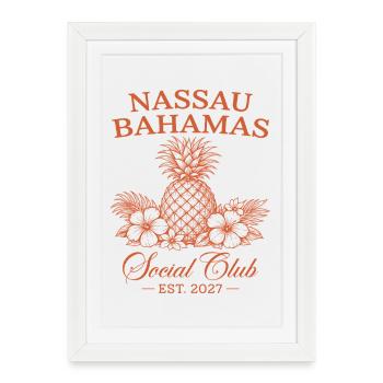 Nassau Bahamas Social Club Créé 2027 - Affiche encadrée (27 × 37 cm) - blanc - Devant