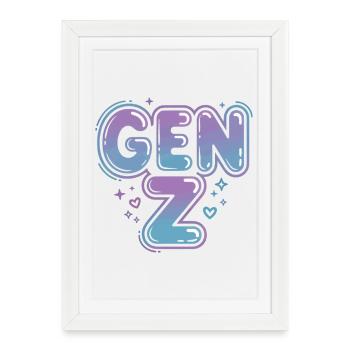 Conception de polices en dégradé de la génération Z - Affiche encadrée (27 × 37 cm) - blanc - Devant