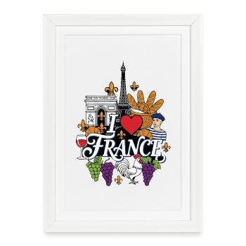 I Love France Holidays - Framed poster (27 × 37 cm) - white - Front