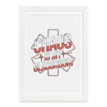 Instructeur ambulancier Chaos est mon service d’urgence - Affiche encadrée (27 × 37 cm) - blanc - Devant