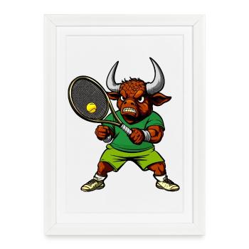 Joueur de tennis Taureau - Affiche encadrée (27 × 37 cm) - blanc - Devant