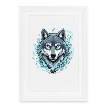 Loup de glace dans le Cercle de Cristal - Affiche encadrée (27 × 37 cm) - blanc - Devant