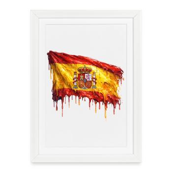 Dribbling de l’art du drapeau espagnol - Affiche encadrée (27 × 37 cm) - blanc - Devant