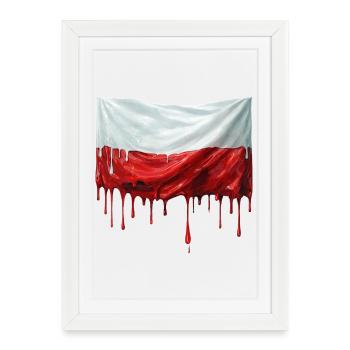 Polen Flag Colorful Paint - Gerahmtes Poster (27 × 37 cm) - Weiß - Vorne
