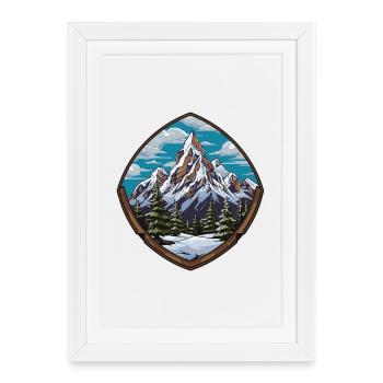 Emblème du Bouclier du Sommet de la Montagne - Affiche encadrée (27 × 37 cm) - blanc - Devant