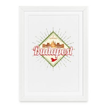 Budapest Paprika Design Hungary Vintage Souvenir - Framed poster (27 × 37 cm) - white - Front