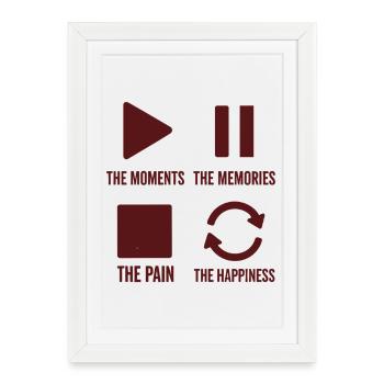 Pleine conscience, moments, souvenirs, bonheur - Affiche encadrée (27 × 37 cm) - blanc - Devant